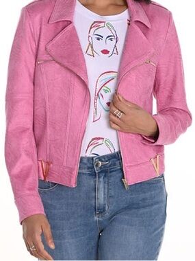 Frank Lyman NWOT. Sz. L. Pink Moto Jacket